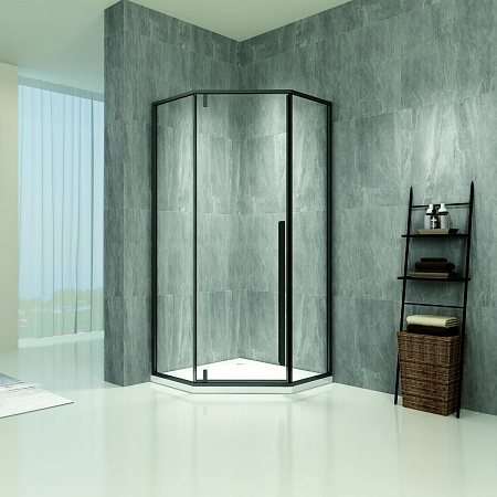 Душевое ограждение ZILI DO L25631 BLACK УРАН 1000*1000*2000мм 6мм распашное б/поддон универсальное