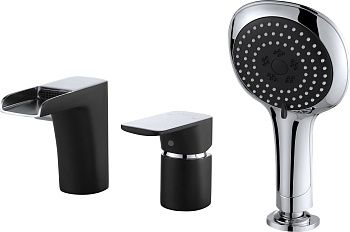 Смеситель на борт ванны D&K Berlin.Technische DA1434215 врезной, каскад, черный-хром