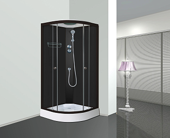 Душ. кабина B90А Низкий поддон, тонированные стёкла, черный профиль 900х900х2150 мм,
