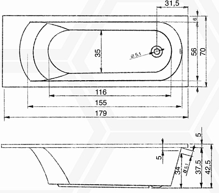 Ванна акриловая AQUANIKA BASE (150*70) A1015070021