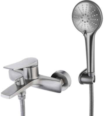 Смеситель д/ванны Lemark Bronx LM3714GM коротк. излив, дивертор с кер. пласт., с аксесс., графит