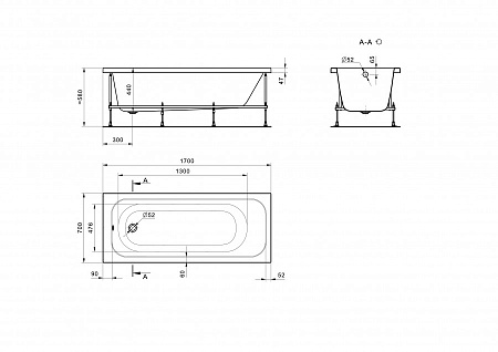 Ванна акриловая SANTEK ЛАММА (170*70) 1.WH50.1.747 