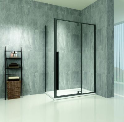 Душевой угол ZILI DO L25231 BLACK ДАФНА 1200*800*2000мм 6мм распашное С ПОДДОНОМ универсальное