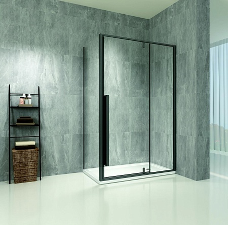 Душевой угол ZILI DO L25231 BLACK ДАФНА 1200*800*2000мм 6мм распашное С ПОДДОНОМ универсальное