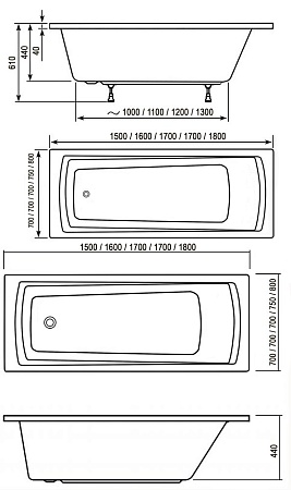 Ванна акриловая RAVAK DOMINO PLUS (160*70) C621R00000 