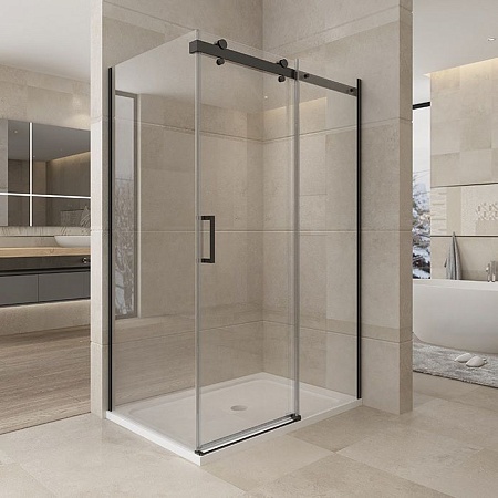 Душевое ограждение ZILI DO LM08231-R BLACK ОЛИМП 1200*800*2000мм10мм разд(doorglass+sideglass1/2)б/п