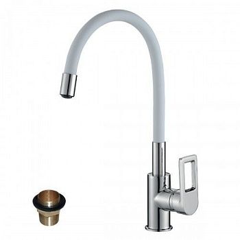 Смеситель для кухни Rossinka Z35-35U-White, хром/белый