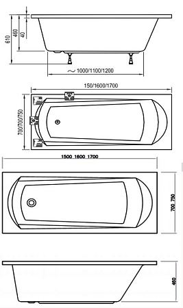 Ванна акриловая RAVAK DOMINO (150*70) C641000000