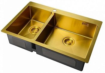 Мойка кухонная ZORG LIGHT ZL R 780-2-510-R BRONZE, доп. чаша (26х41 см) слева