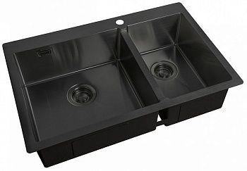 Мойка кухонная ZORG LIGHT ZL R 780-2-510-L GRAFIT, доп. чаша (26х41см) справа