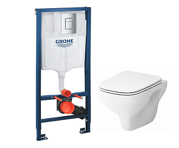 Комплект унитаз AM.PM X-Joy S (FlashClean) C85A1702SC + инсталляция GROHE Rapid SL (38772001) 1