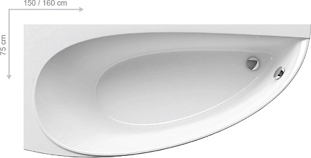 Ванна акриловая RAVAK AVOCADO асимметричная правая 160х75 CH01000000