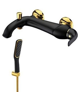 Смеситель д/ванны Lemark LM5402BG Свон, черный/золото