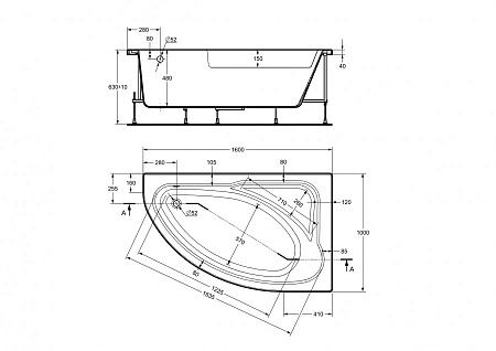 Ванна акриловая ROCA WELNA (160*100) 248643000 (R белый перелив стандарт.)