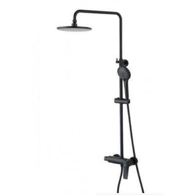 Душевой гарнитур со смесит. Lemark Bronx LM3760BL с верхн. душ. лейкой "Тропический дождь", черный