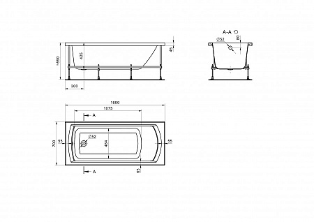 Ванна акриловая SANTEK МОНАКО 160*70 (1.WH11.1.977)
