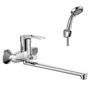 Смеситель для ванны Rossinka T40-32, одноручный, с плоским изливом 350 мм, хром