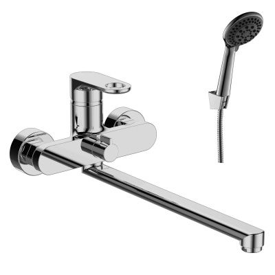 Смеситель для ванны Rossinka RS33-32, универсальный с плоским поворотным изливом, хром