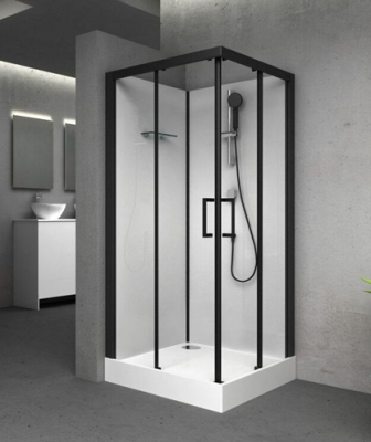 Душевая кабина Golden Frog BW99A Низкий поддон, прозрачные стекла 6мм, черный профиль 900*900*1950