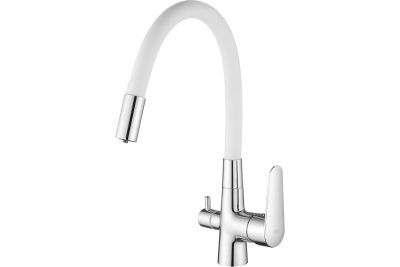 Смеситель для кухни ESKO Coral, CL03CrW, с подключением к фильтру, белый