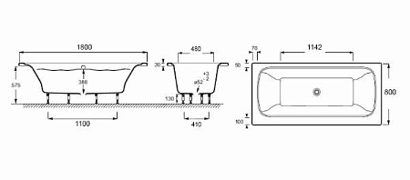 Ванна акриловая Jacob Delafon ELITE 180x80, ножки в комплекте E6D032RU-00