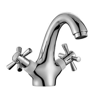 Смеситель д/умывальника Decoroom DR51011-White монолитный, двухвентильный, белый/хром