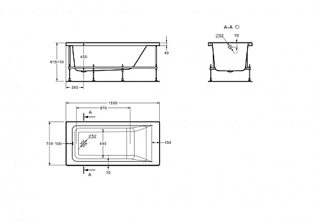 Ванна акриловая ROCA EASY (150*70) ZRU9302904