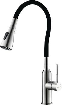 Смеситель для кухни Lemark Expert LM5082S-Black с гибким изливом, сталь/черный