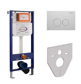 Инсталляция для унитаза Aquanika + клавиша BASIC  (10.702.450.02.05W) шум.из.,креп.