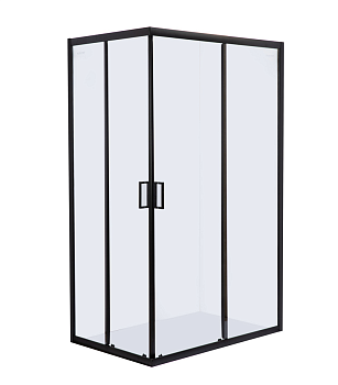 Напольное душевое ограждение GF-046B 1200х800 Прозрачное стекло 6мм черный профиль,