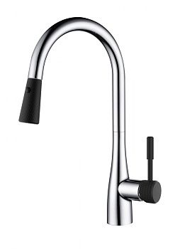 Смеситель д/кухни D&K Rhein.Schiller DA1462505B с выдвижной лейкой, хром-черный