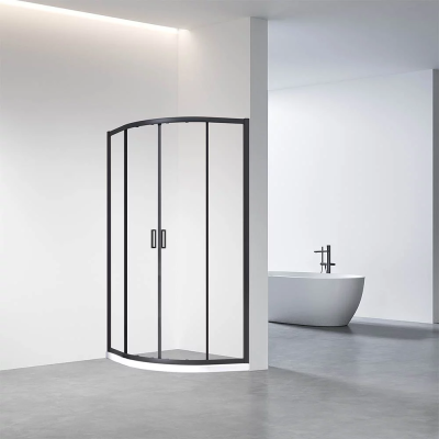 Душевое ограждение Veconi Rovigo RV-01B 800x800x1950 черный стекло прозрачное RV01B-80-01-C8