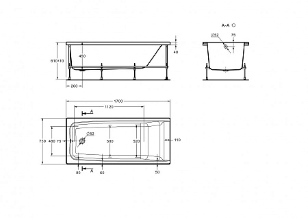 Ванна акриловая ROCA ELBA (170*75) 248507000