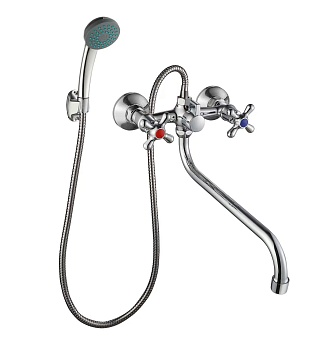 Смеситель для ванны VODA "Ladoga" арт. LDG31A, с аксессуарами, хром