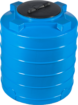 Бак пластиковый 500 л с крышкой, вертикальный, цилиндр