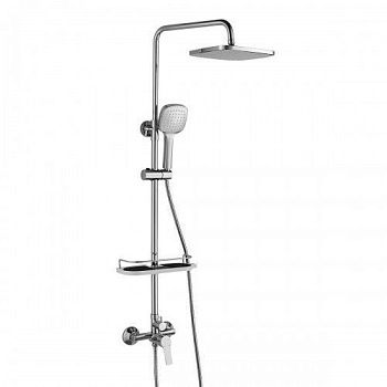 Душевой гарнитур со смес. Rossinka RS29-45 c верх. душ. лейкой "Троп. дождь", одноруч.35 мм, хром