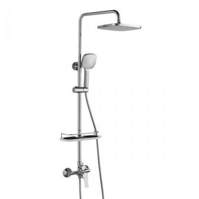 Душевой гарнитур со смес. Rossinka RS29-45 c верх. душ. лейкой "Троп. дождь", одноруч.35 мм, хром
