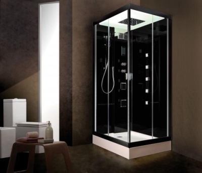 Душевая кабина Golden Frog SRGF-9816 Black, 850*1100*2250, бамбук. пол с автоматич. выдвиг. сиденье