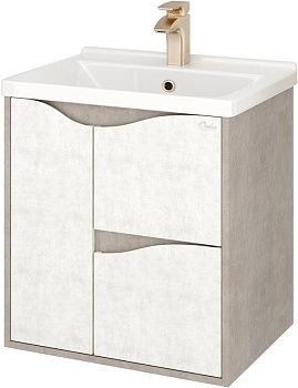 Тумба подвесная Onika БРЕНДОН 60.13 c умывальником Миранда 60 (2 ящика, светлый камень) 5