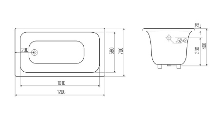 Ванна чугунная SaVanna MODERN 120*70*40 с ножками