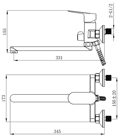 Смеситель для ванны VODA Shore арт. SHR31