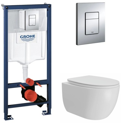 Комплект унитаз Eletto Amelia Vortex EL00891 + инсталляция Grohe Rapid SL (38772001)