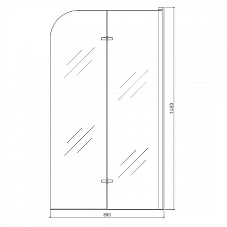 Шторка на ванну Teymi Anni S 80х140, профиль- черный матовый T00278