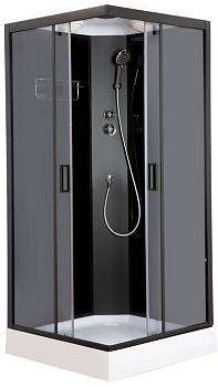 Душ. кабина B90NА Квадратная, низкий поддон, черный профиль 900х900х2150 мм,