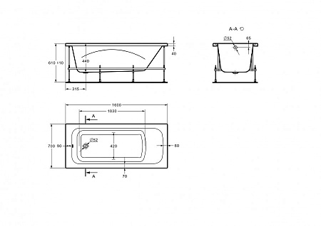Ванна акриловая ROCA LINE (160*70) ZRU9302985