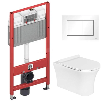 Комплект унитаз BelBagno Ancona BB1224CHR-SM+BB2011SC + инсталляция TECE Base 2.0 кнопк бел. 9400413