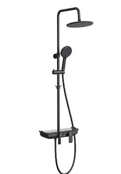 Душевой гарнитур со смесит. Lemark Tropic LM7012BL с верх. душ. лейкой "Тропический дождь", черный
