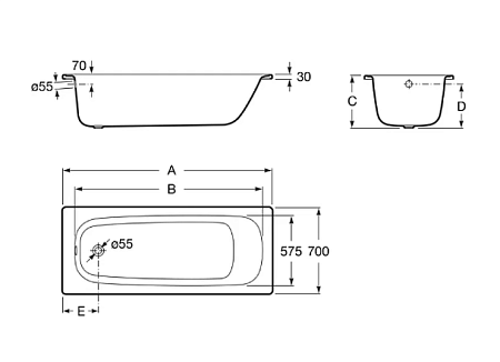 Ванна стальная ROCA CONTESA (160*70) 23596000O