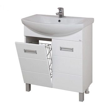 Тумба Onika БАЛТИКА 70.17 (700х450х680) с умывальником БАЛТИКА 70, белая, с корзиной для белья