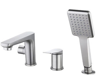 Смеситель на борт ванны Lemark Bronx LM3745GM встраиваемый, на 3 отверст., с аксесс., графит